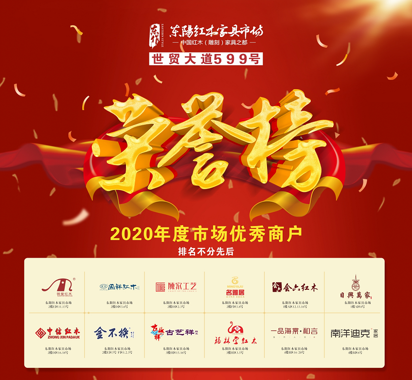 2020年东阳红木家具市场优秀商户评选揭晓