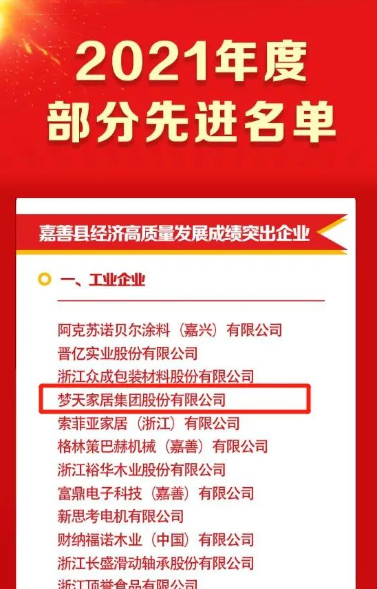 【数夫客户】梦天家居荣获工业经济高质量发展杰出贡献奖