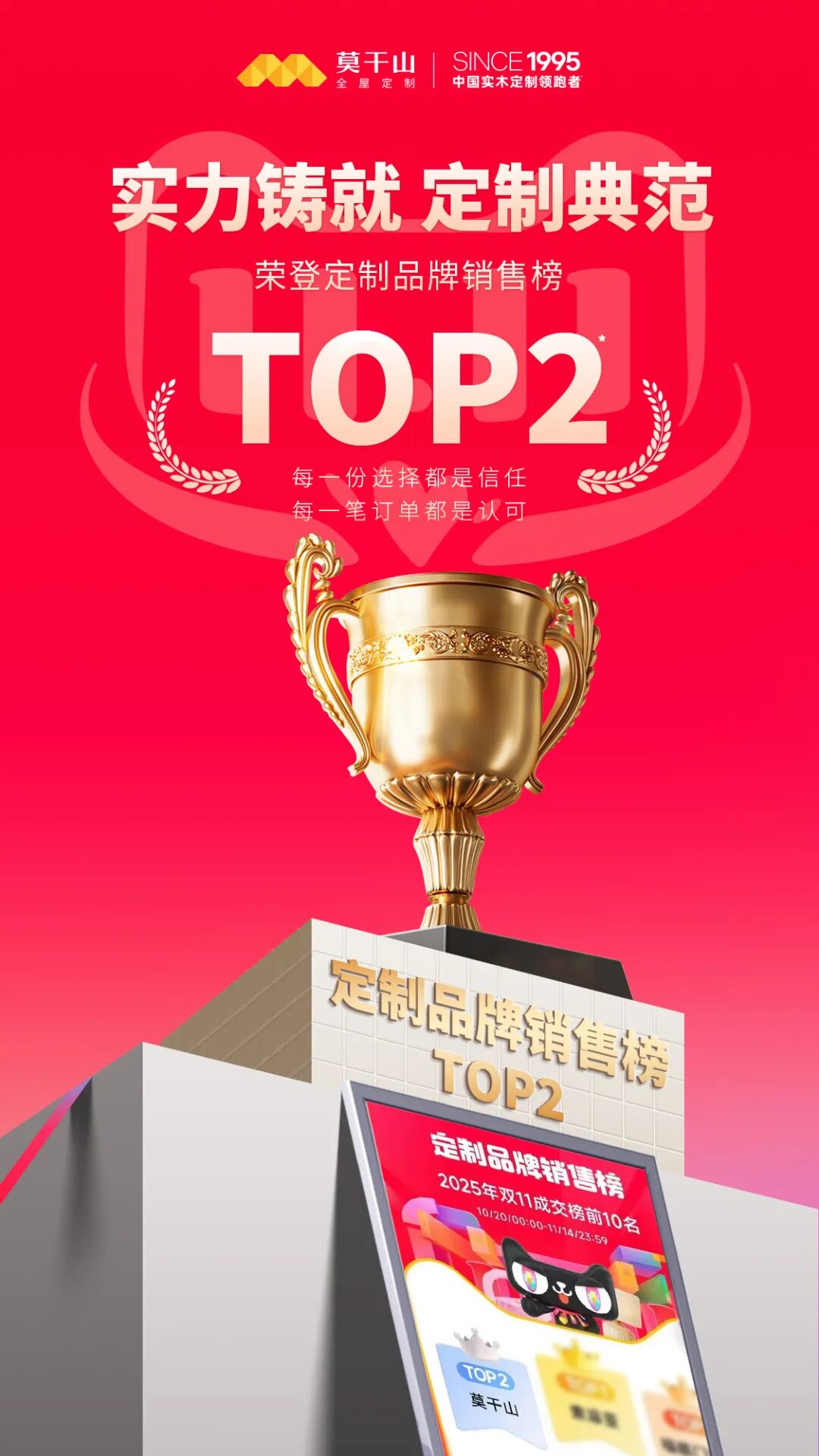 实木定制赛道实力出圈！莫干山全屋定制斩获2025天猫定制行业品牌榜亚军